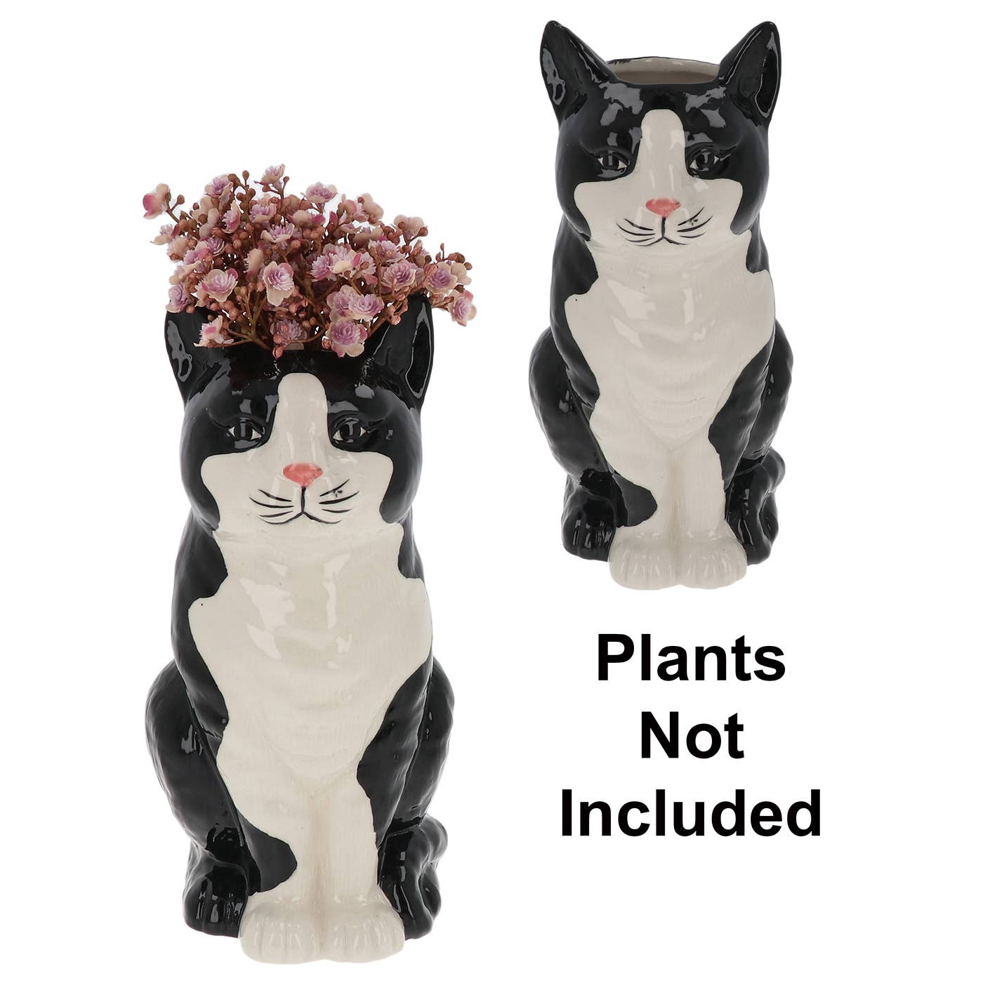 Kattenvaas Keramiek – Zwart Wit – 28 cm Hoog