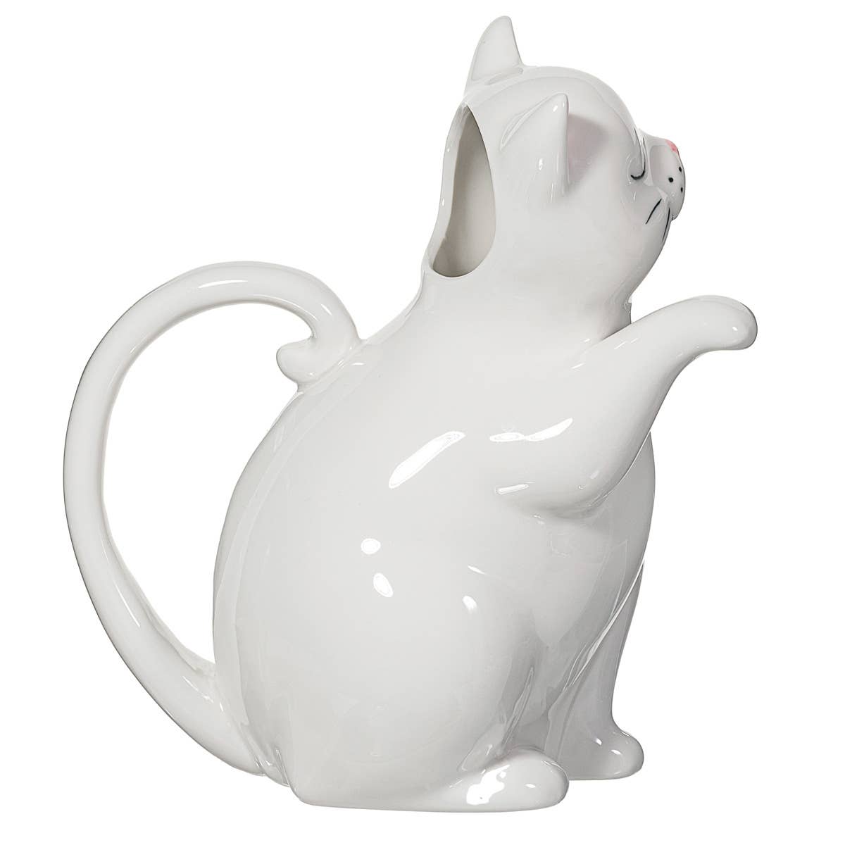 Ceramic Cat Can – White Animal Accessory – 19 cm