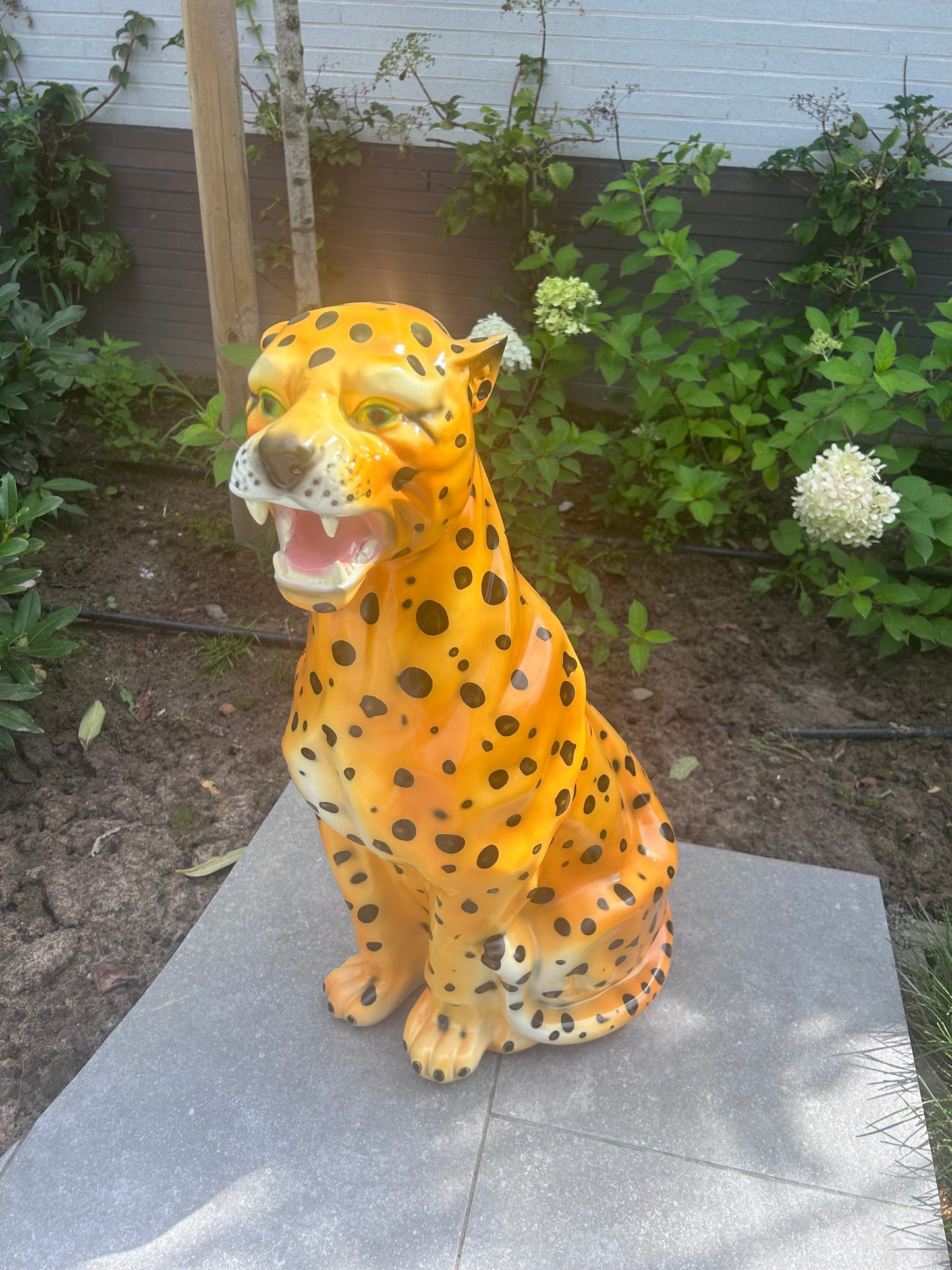 XL Zittend Luipaard Beeld – 82 cm Hoog