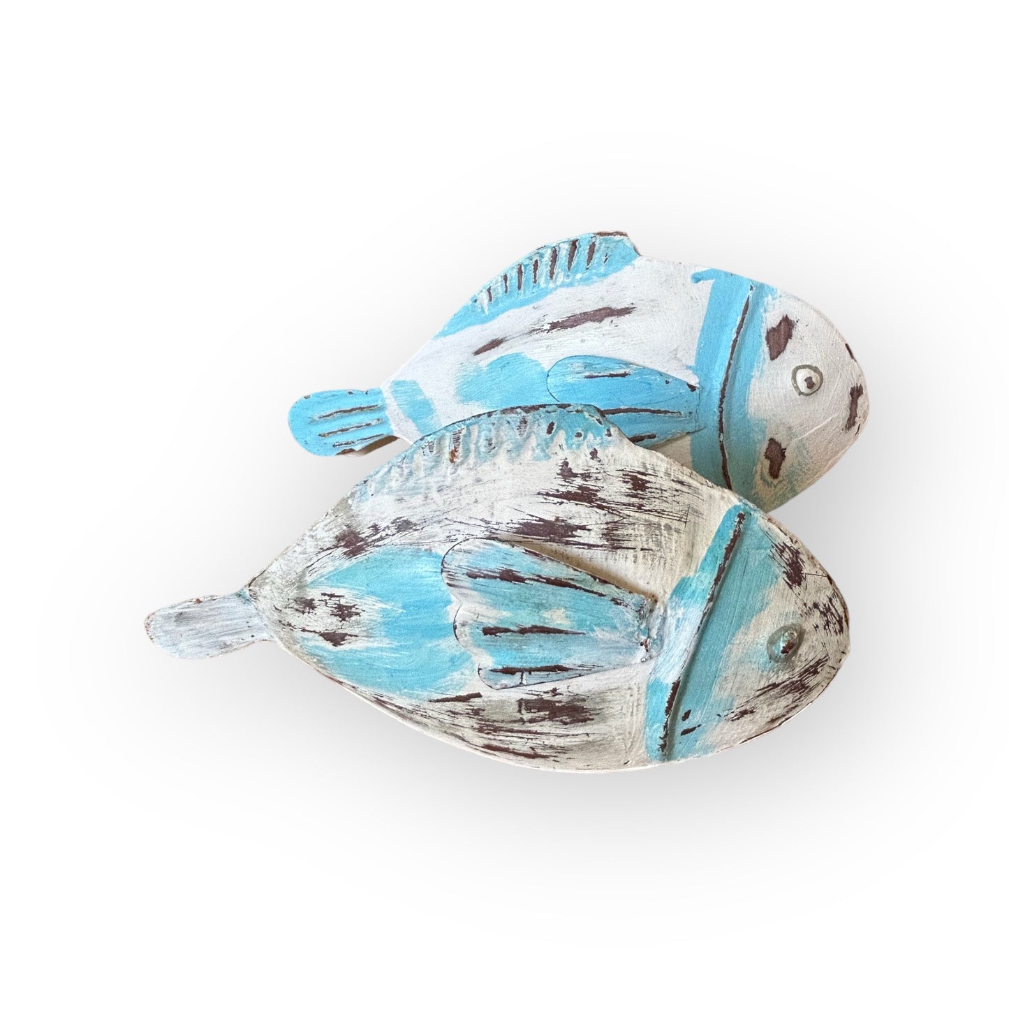 ibiza stijl vissenbeelden in blauw en wit