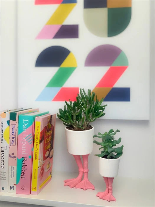 Flamingo-Blumentopf – Keramik auf rosa Beinen – 2 Größen