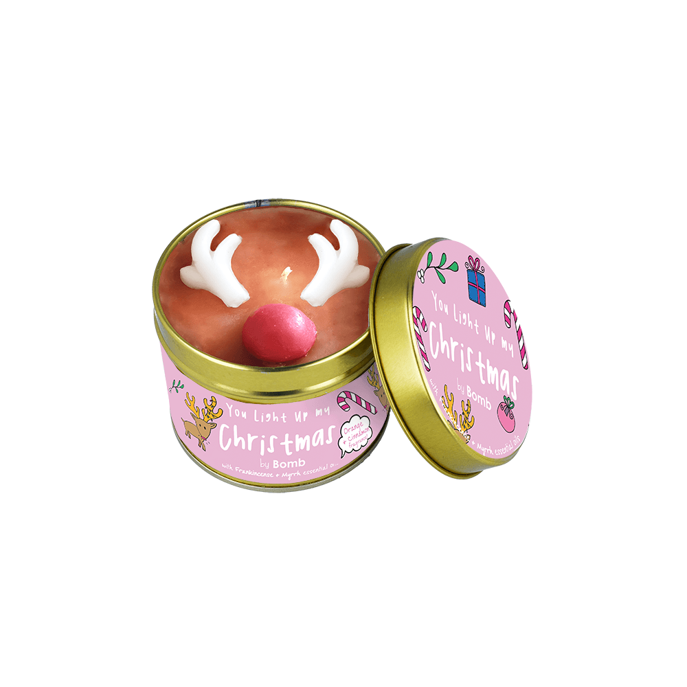 Vegan geurkaars in blik – You Light Up My Christmas – Bomb Cosmetics – 35 uur
