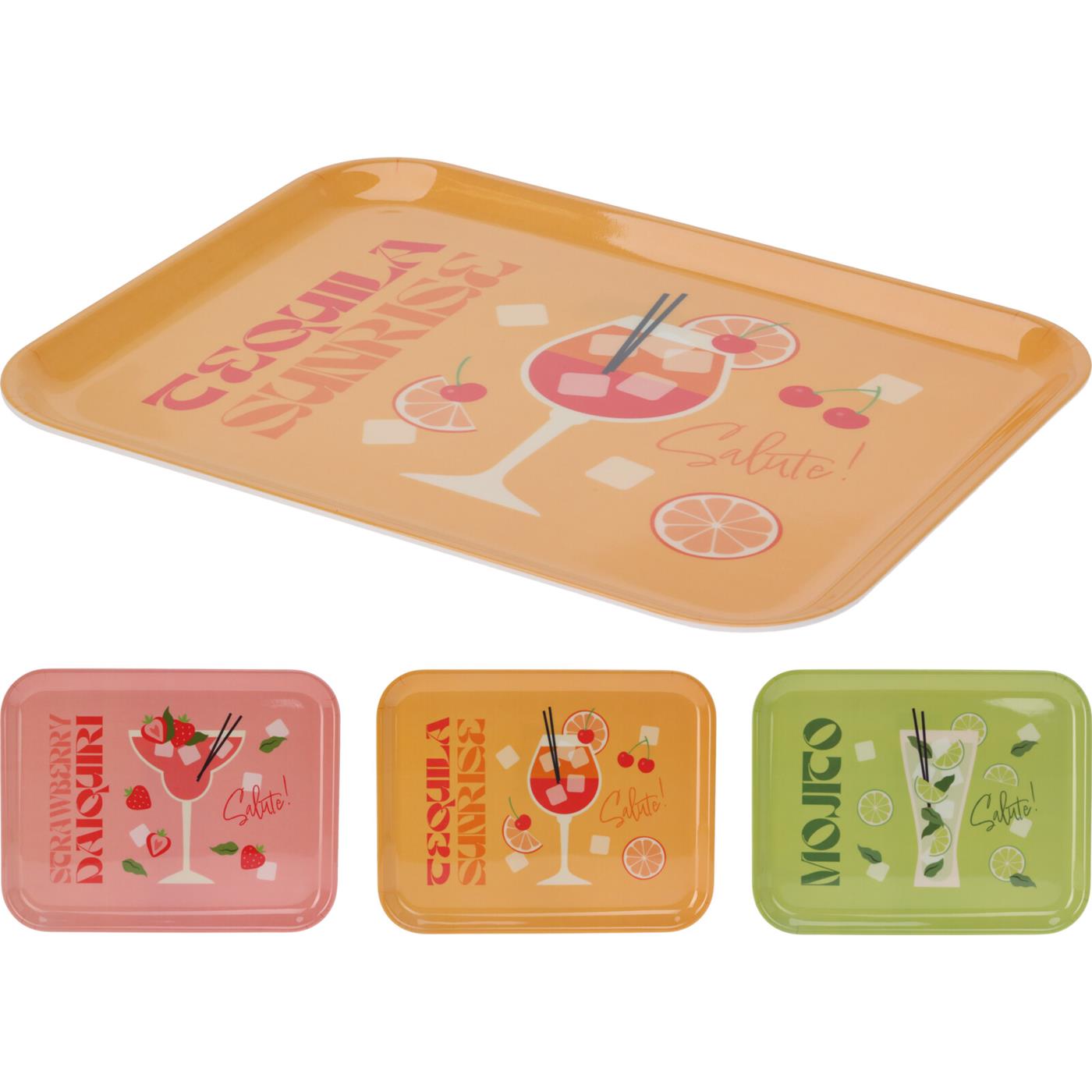 cocktail dienblad melamine mojito tequila sunrise strawberry daiquiri serveerblad kleurrijk zomer