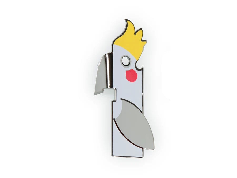 Witte toekan flessenopener van roestvrijstaal β 10,5 cm β tropisch design β Bitten