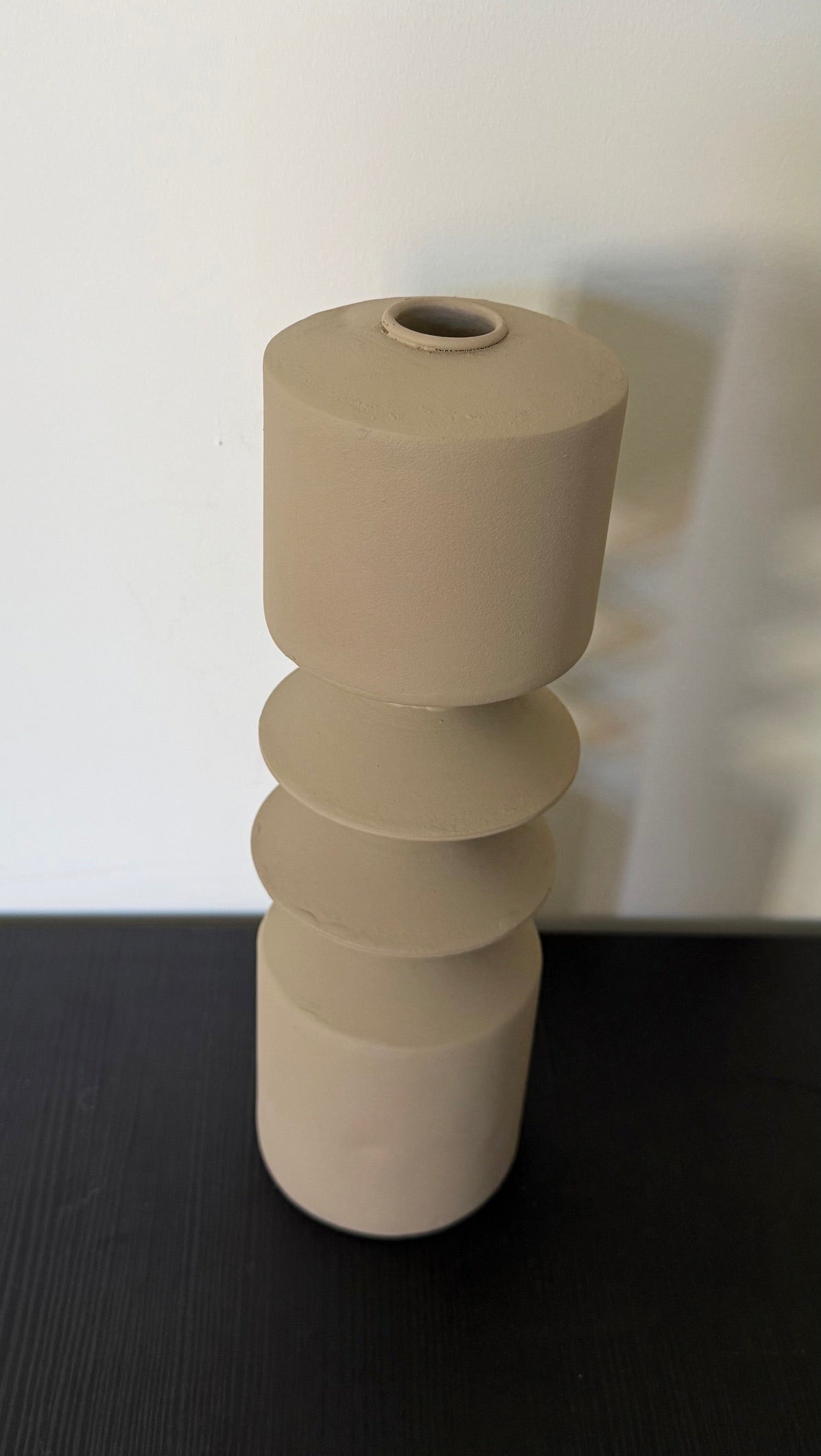 Beige Aluminum Candle Holder – Modern Design Taupe Candle Holder