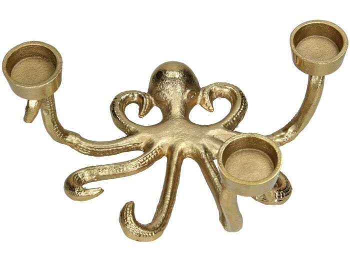 Gouden Octopus Waxinelichthouder – 3 Mini Theelichtjes