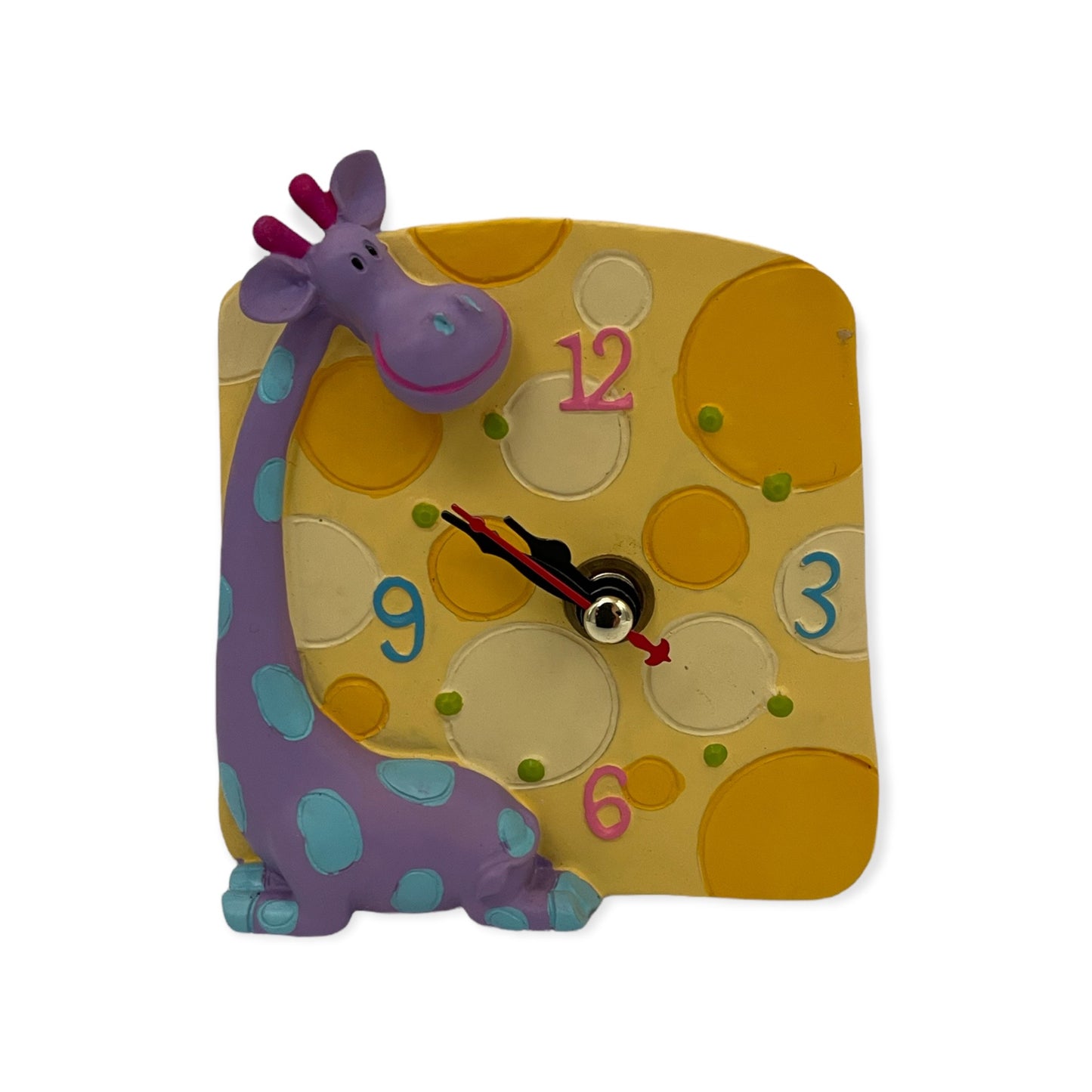 Kinderklok Giraffe – Blijvende Tijd in 4 Kleuren (9×10 cm)