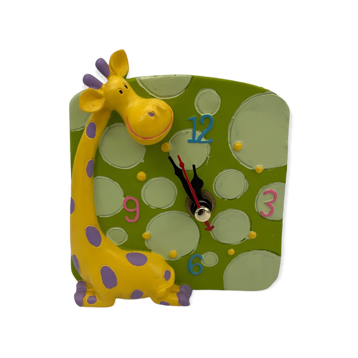 Kinderklok Giraffe – Blijvende Tijd in 4 Kleuren (9×10 cm)