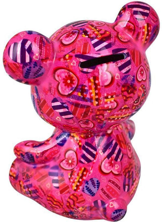 Spardose Bär Toto – Rosa Herzen 16x10x19 cm