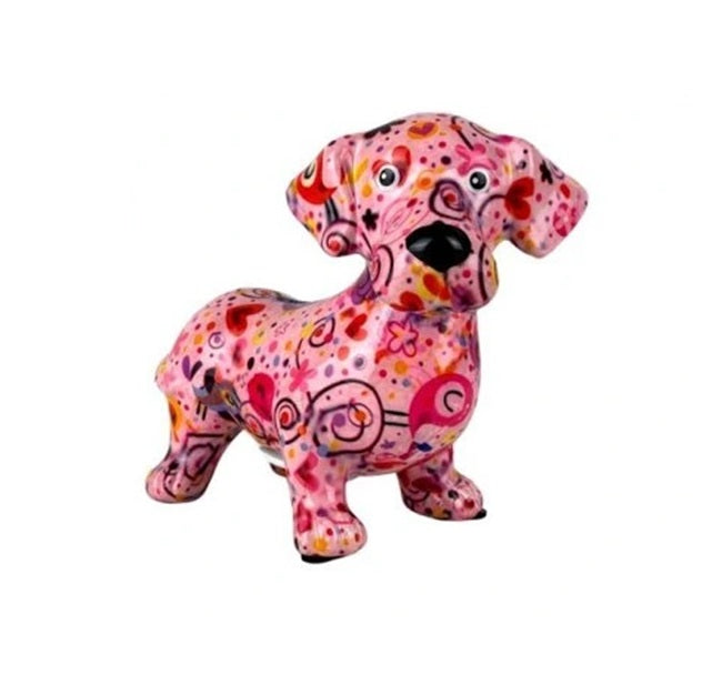 Pomme Pidou spaarpot koe Bella – blauw keramiek met bloemenprint – 16 cm – Krokomingo