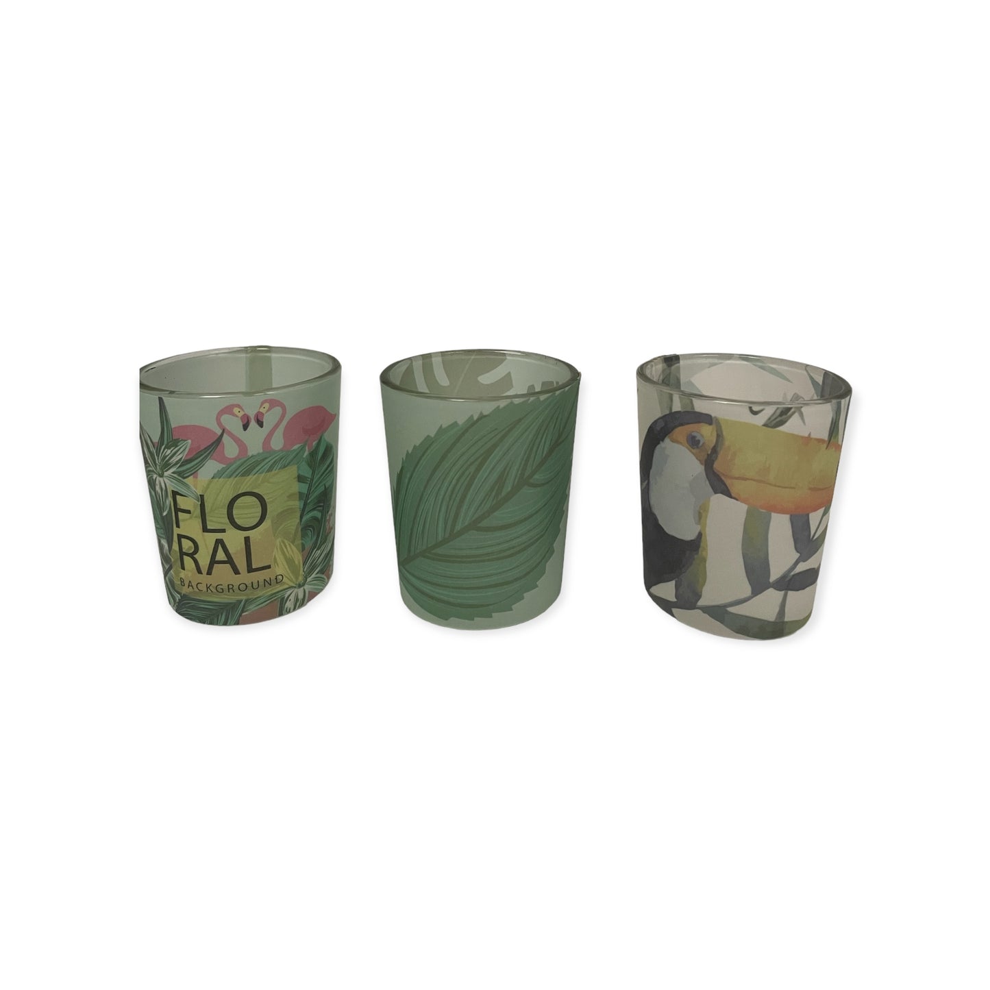 Theelichthouders Tropical – Set van 3 | Toekan, Flamingo & Plant