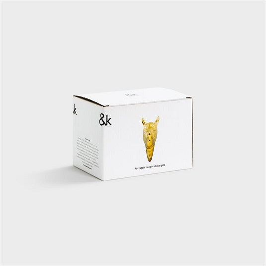 Gouden Neushoorn Wandhaak – &Klevering – 13 cm