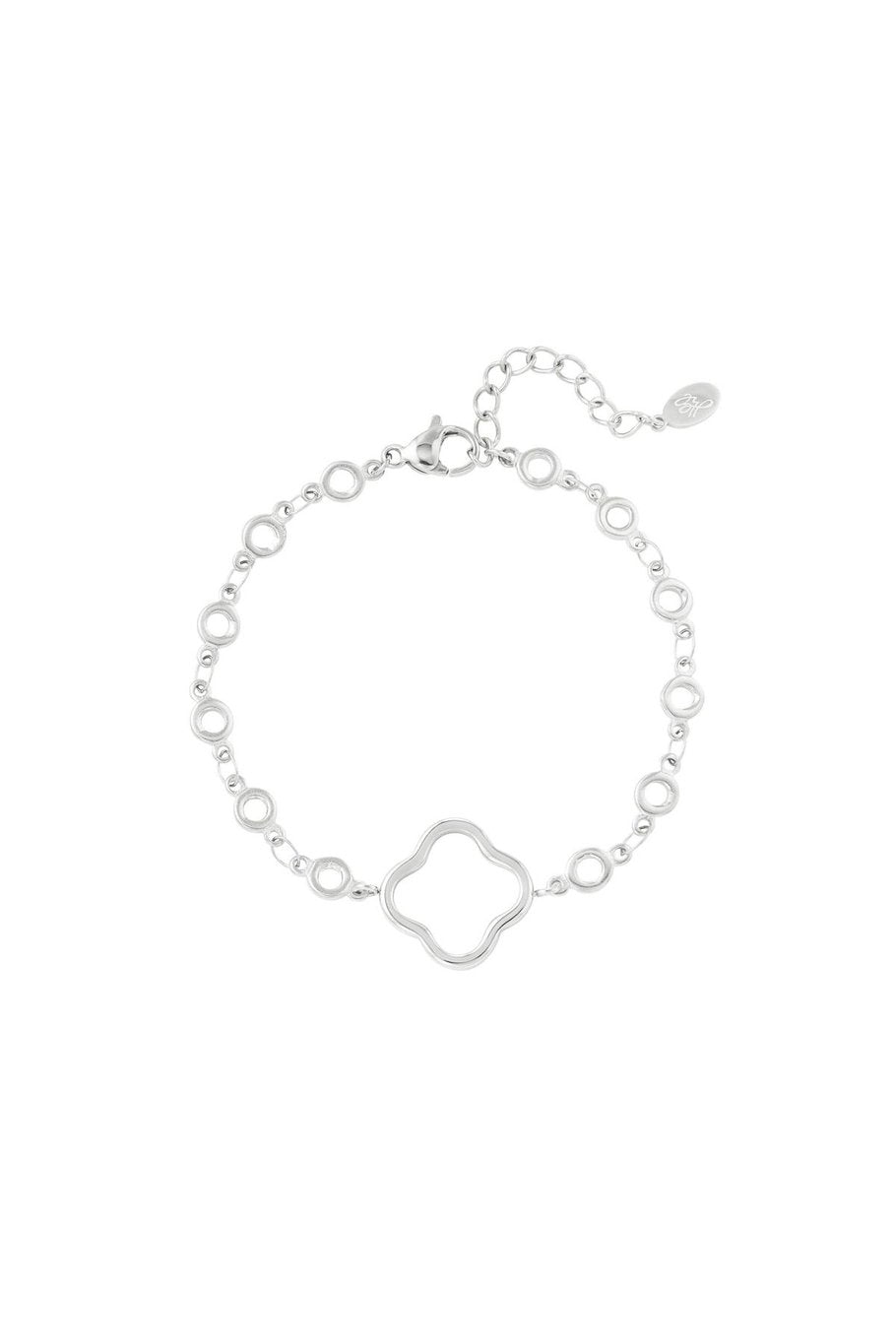 Zilveren armband met klavervorm – stainless steel gelukssieraad – Krokomingo