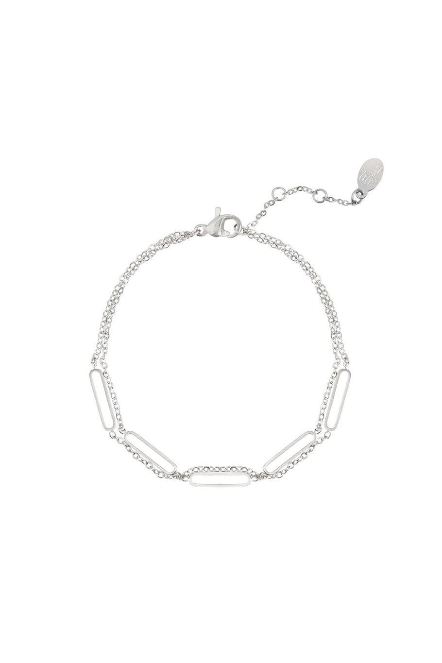 Zilveren armband met schakels – stainless steel minimalistische damesarmband – Krokomingo