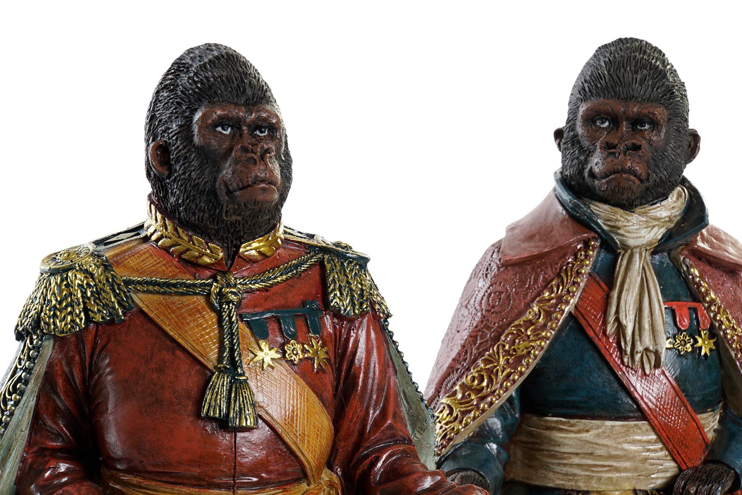 Set Gorilla Beelden ‘Napoleon Style’ – ca. 31,5 cm – Multicolor – 2 stuks