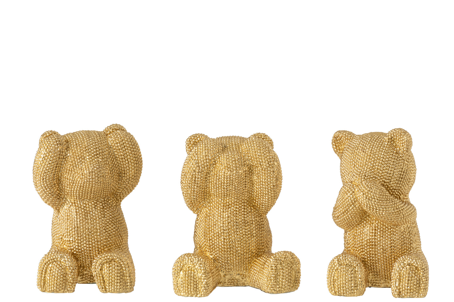 Gouden Beren Set – Horen Zien Zwijgen – 3 Stuks – Statement Decoratie