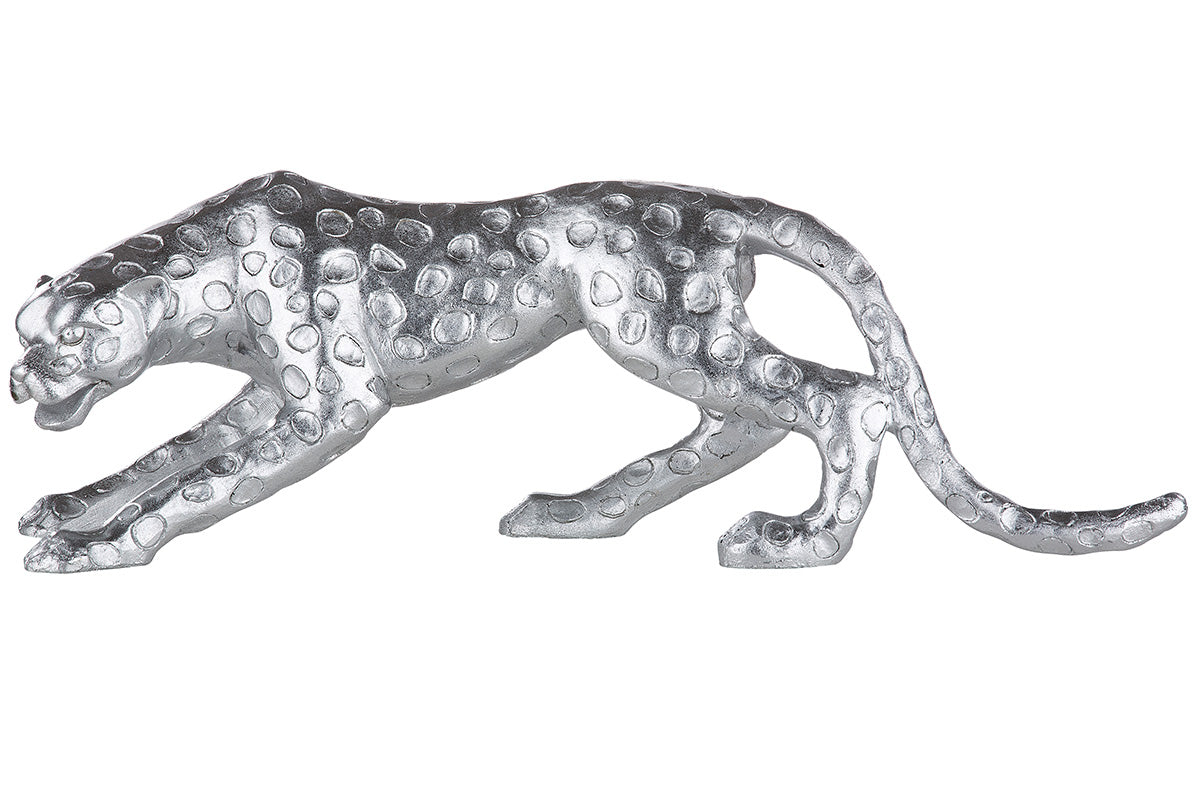 Zilveren Cheetah Beeld | Luxe Dierendecoratie Eyecatcher