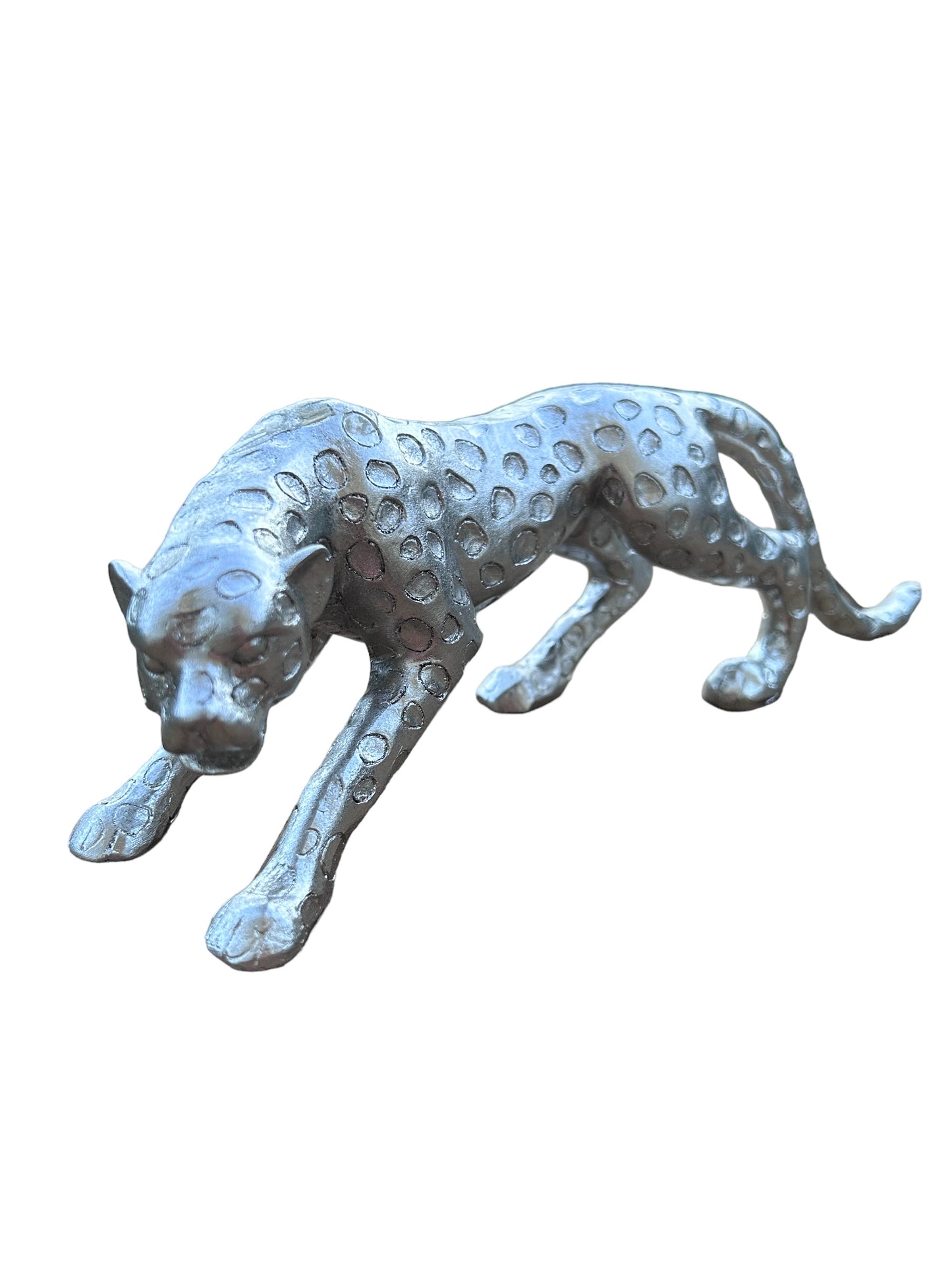 Zilveren Cheetah Beeld | Luxe Dierendecoratie Eyecatcher