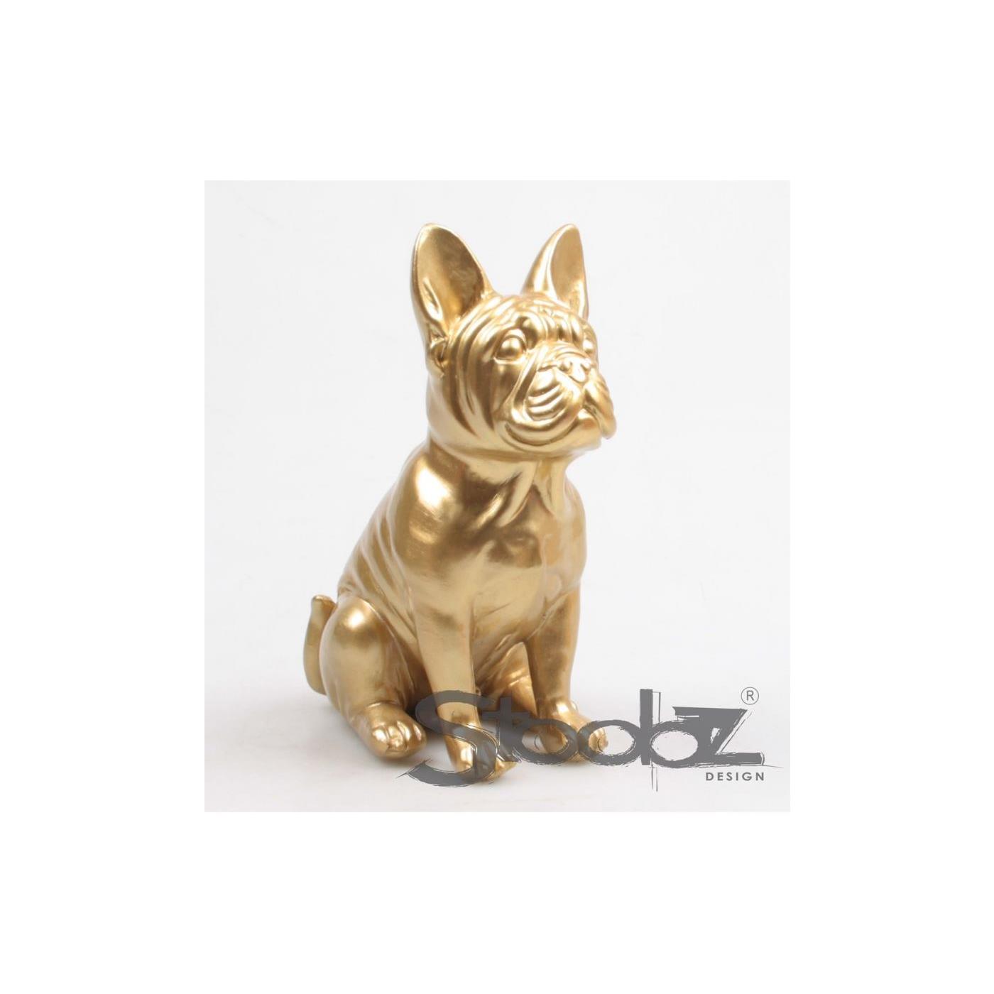 Franse bulldog beeld goud 20,5 cm polyresin Stoobz Design decoratie