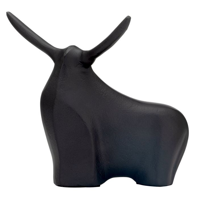 Zwart hooglanderbeeld in aluminium – strak en stijlvol dierenbeeld