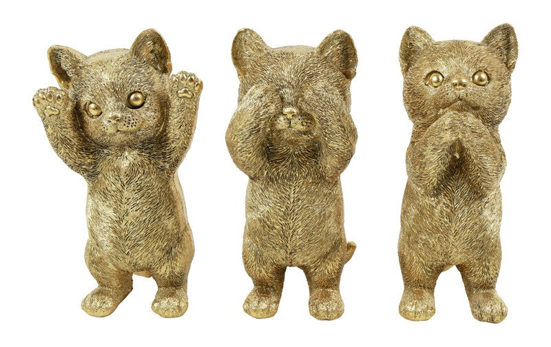 Goldene Katzenfigur mit erhobenen Pfoten – 19 cm