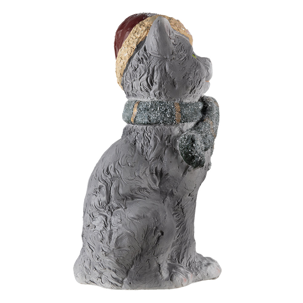 Kerstbeeld Kat met Muts & Sjaal – 42 cm Hoog