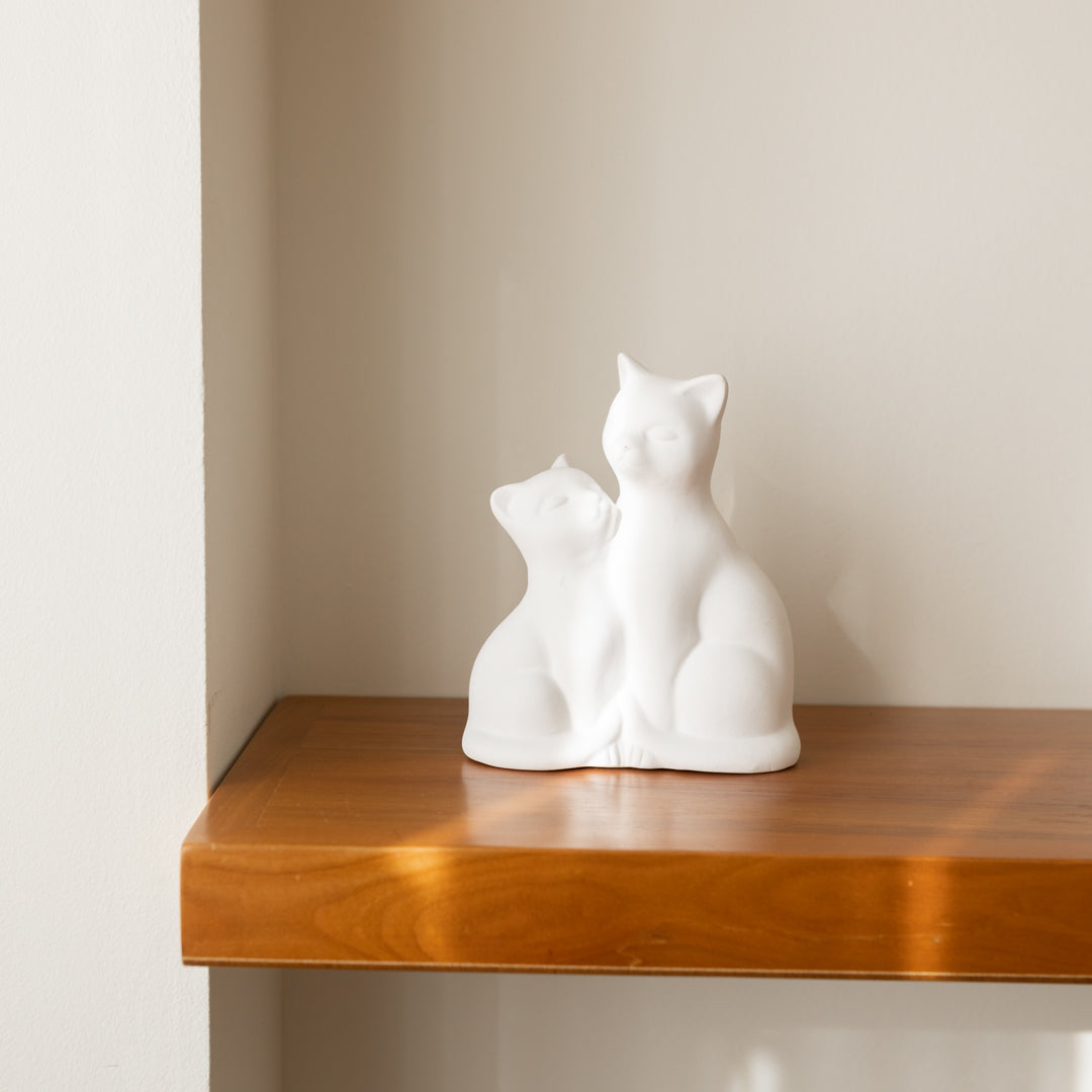 Beeld van Twee Katten – Keramiek | 3 Kleuren