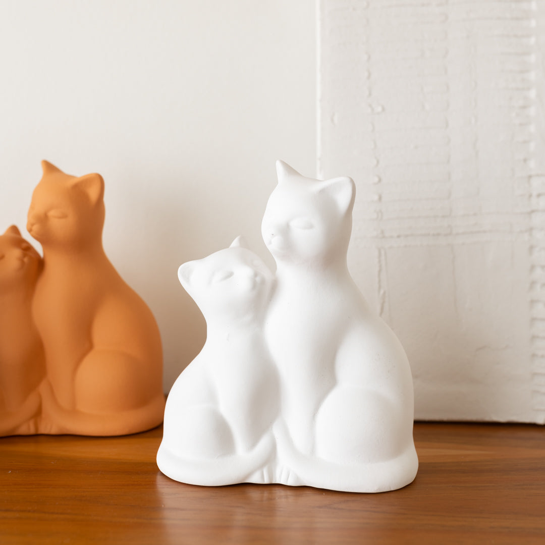 Beeld van Twee Katten – Keramiek | 3 Kleuren