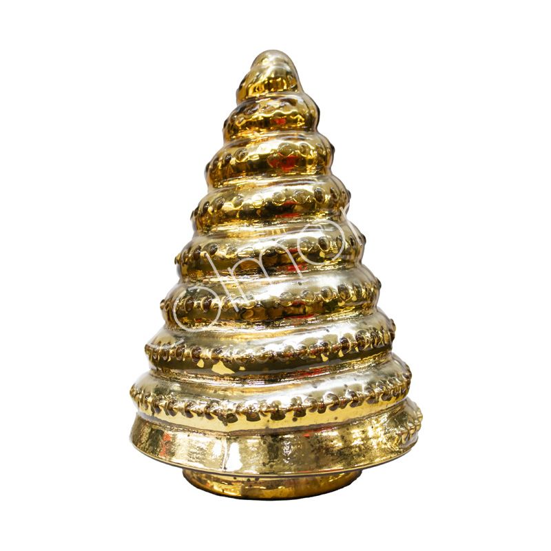Glazen gouden kerstboom beeld – Colmore – luxe kerstdecoratie – 11 cm en 16 cm