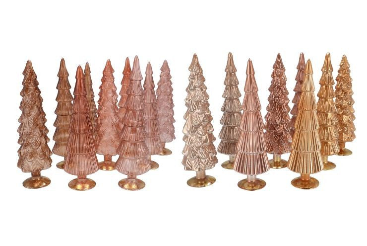 Assorti glazen kerstboom beelden – luxe kerstdecoratie – 9x9x35 cm