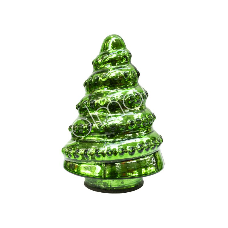 Groen glazen kerstboombeeld van Colmore – decoratief – keuze uit 8x8x11 cm of 11x11x16 cm