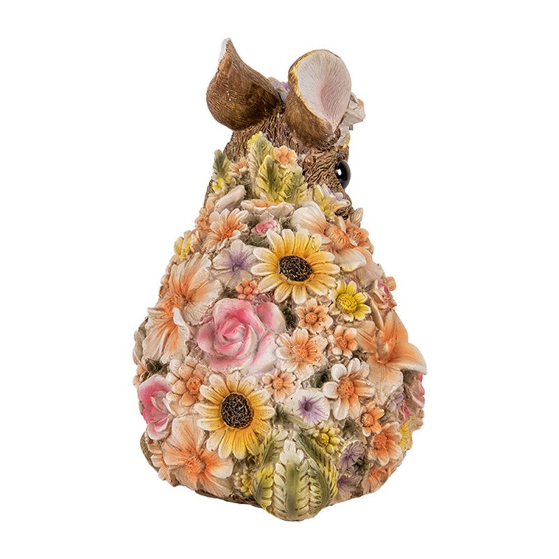 Konijn Beeld Decoratie met Bloemen Multicolor – 18 cm
