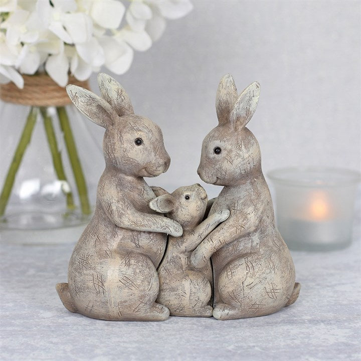 Schattig Beeldje Konijnenfamilie – Losse Polystone Beeldjes