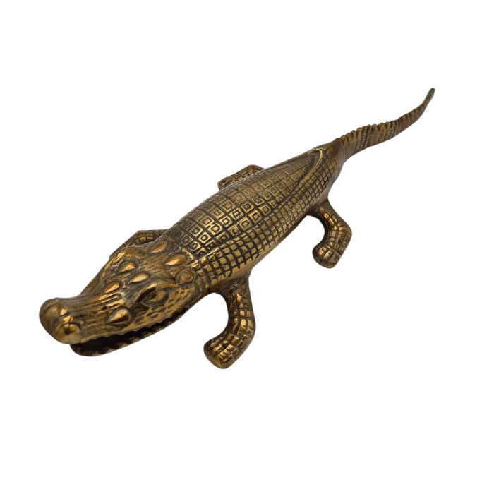 Antiek Gouden Krokodillenbeeld – Aluminium (63 cm)