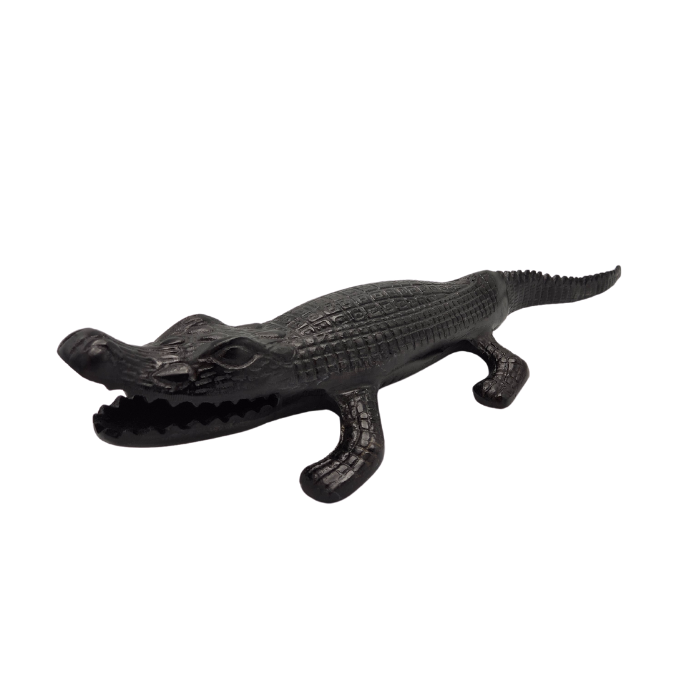 Krokodillenbeeld Antiek Zwart – Aluminium 63 cm