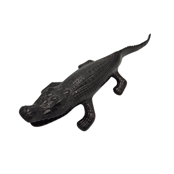 Krokodillenbeeld Antiek Zwart – Aluminium 63 cm