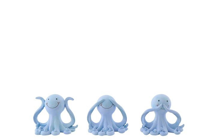 Octopus Hear See Speak No Evil - J-Line Light Blue Small