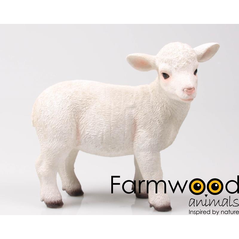 Realistisch lammetje beeld wit 21,5 cm van polyresin – Farmwood Animals