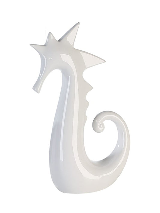 Wit keramiek zeepaard beeld glanzend decoratief