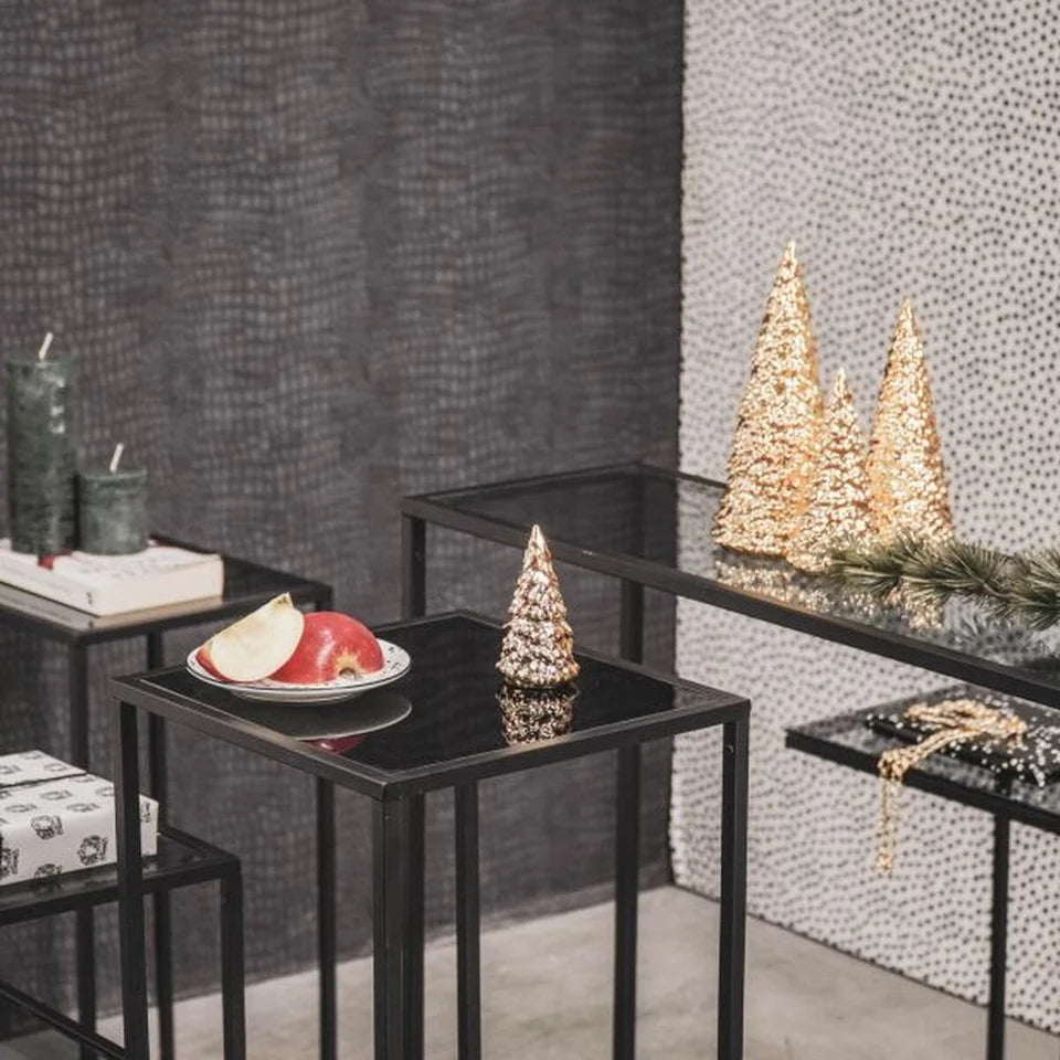 Klein gouden kerstboom beeldje – Housevitamin – keramiek – 11 cm