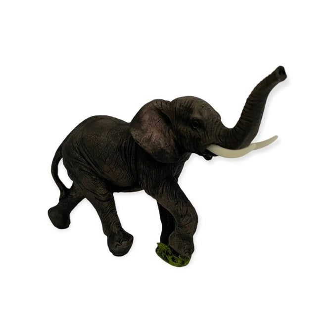 Donkergrijs olifant beeld met slagtanden – decoratie 19x13 cm