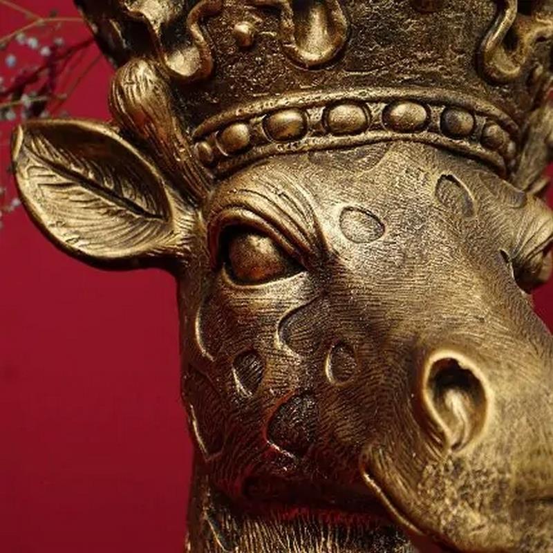 Bronzen Giraffe Bloempot – Goud Brons