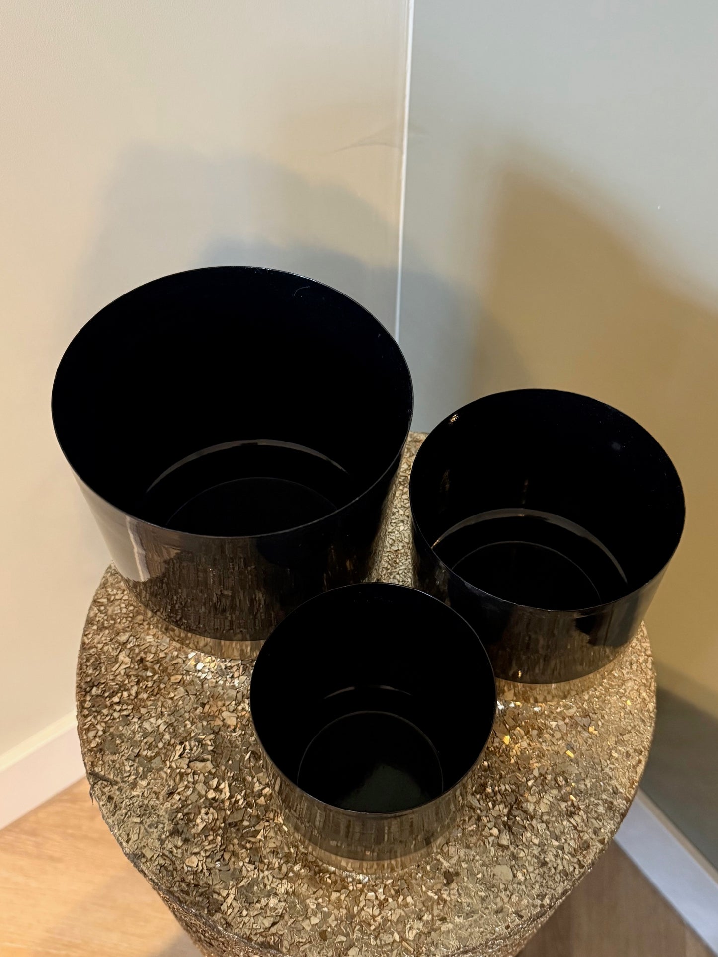 Madras Bloempotten – Set van 3 | Zwart & Goud