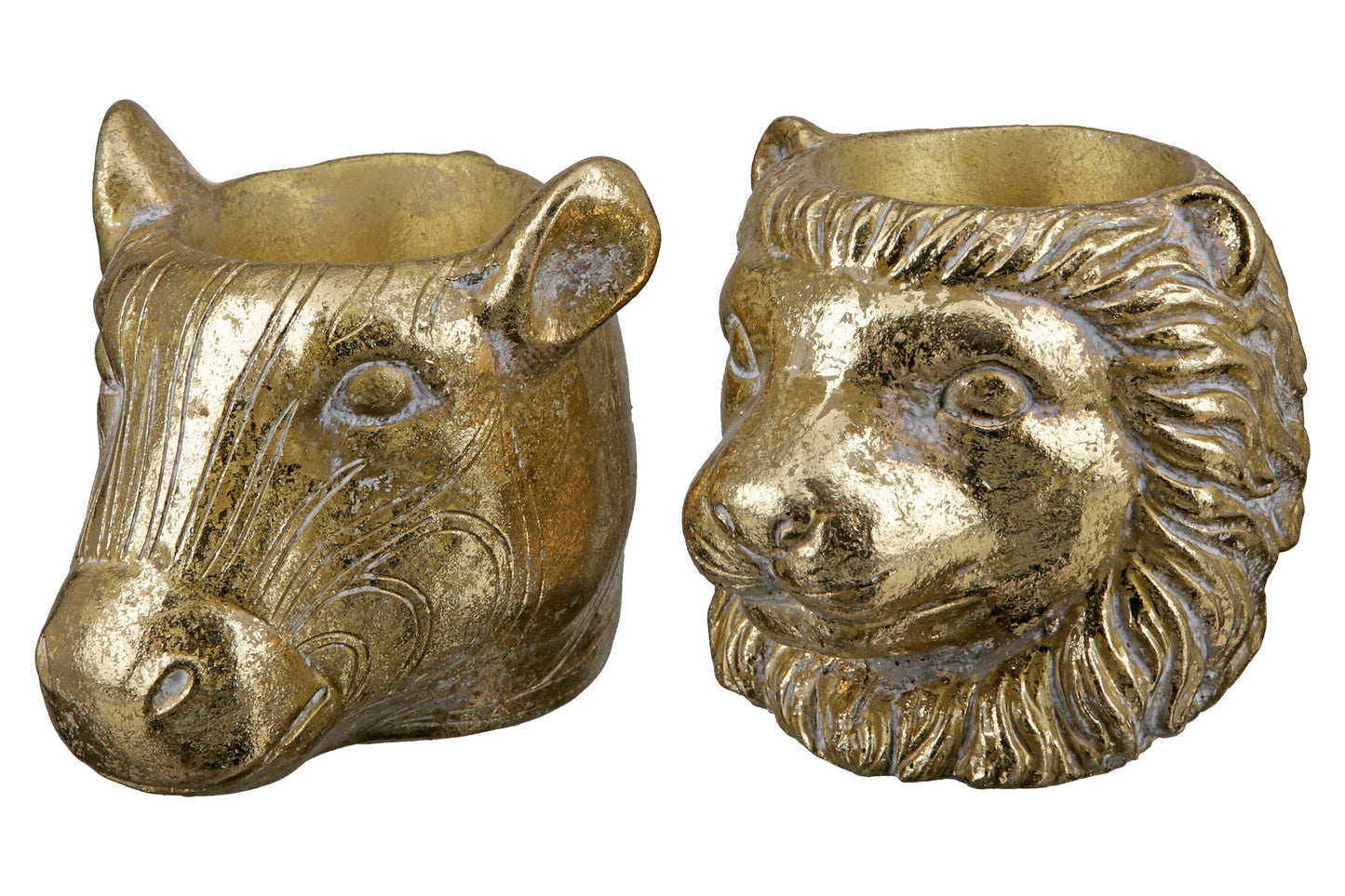 Bloempot Leeuw Safari – Antiek Goud Cement