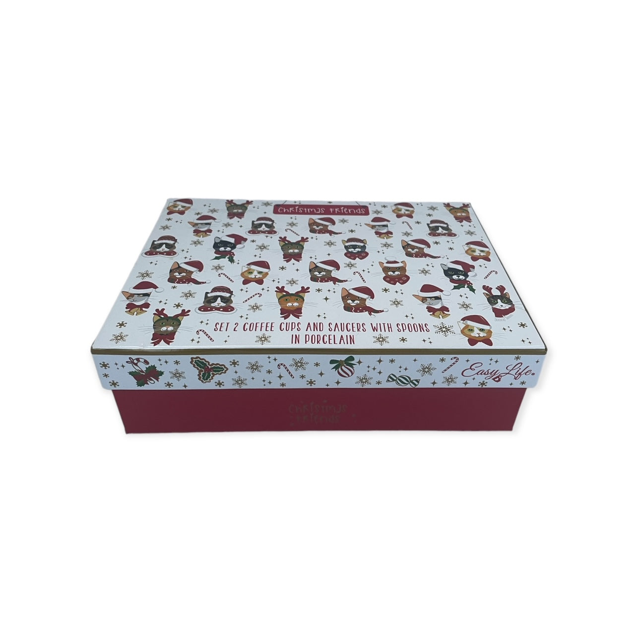 Espressoset Katten Kerst – 2 Kopjes & Schoteltjes