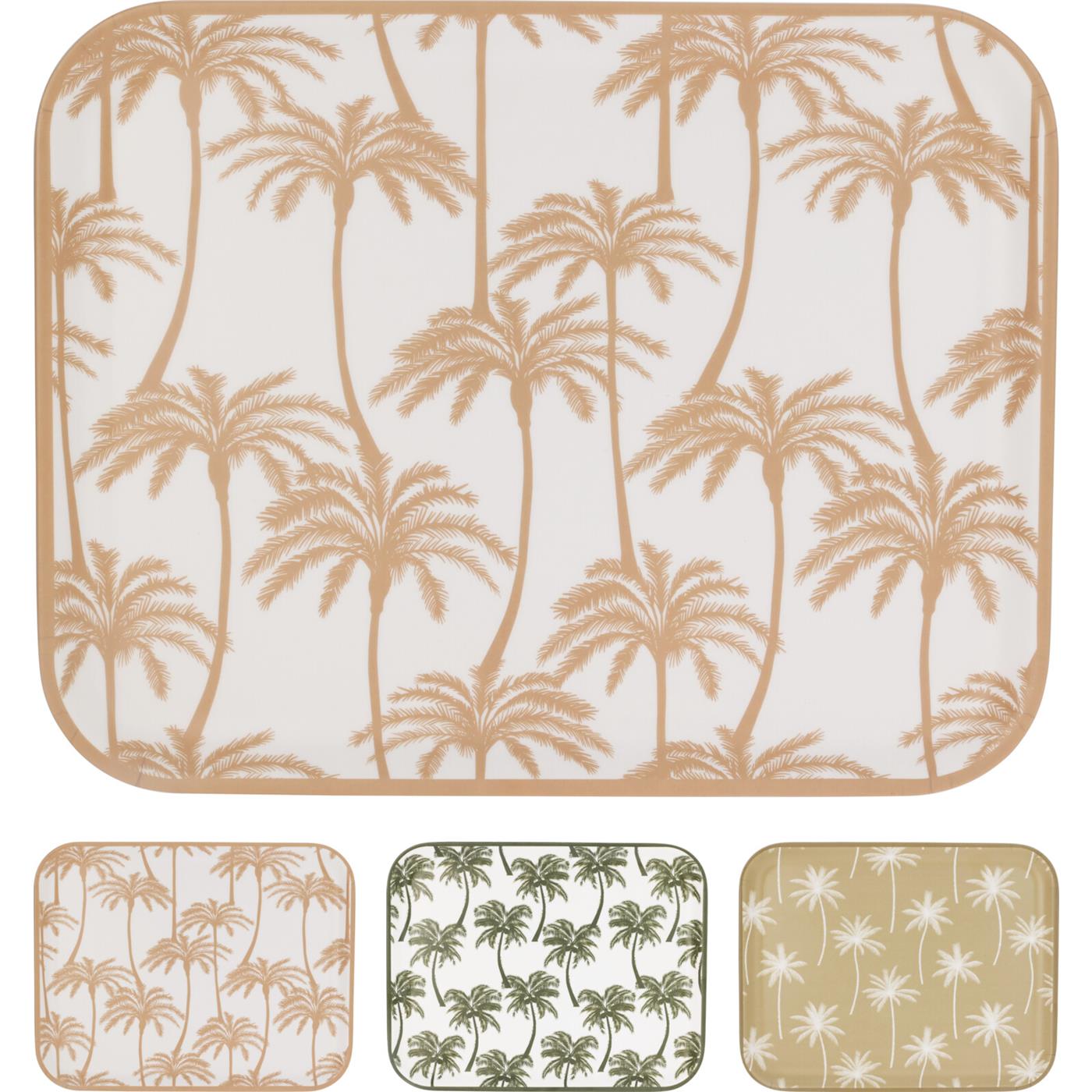 Melamine dienblad palmboom 36x28 cm tropisch design beige groen zandkleur