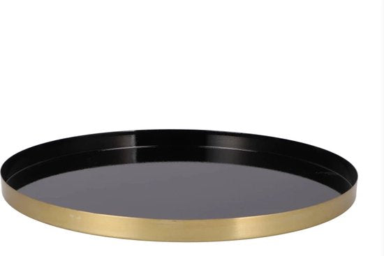 Rond Dienblad Zwart Goud – Metaal – Ø 26 cm