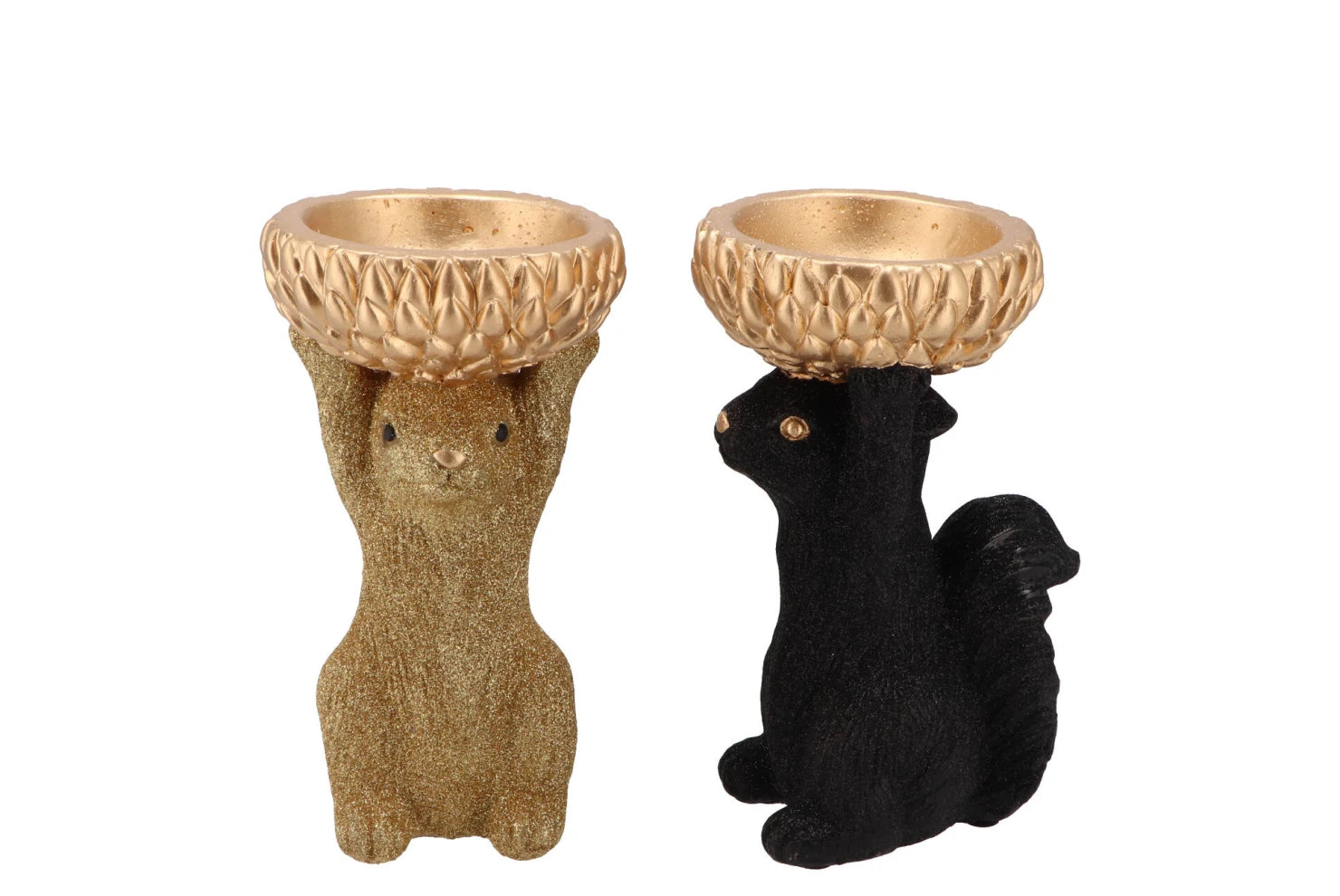 Eekhoorn beeld met gouden schaaltje – luxe woondecoratie, Krokomingo