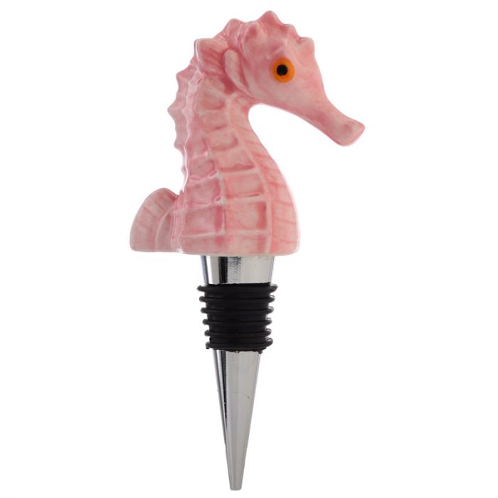 Flessenstop Zeepaard – Roze Wijnstopper met Maritieme Touch
