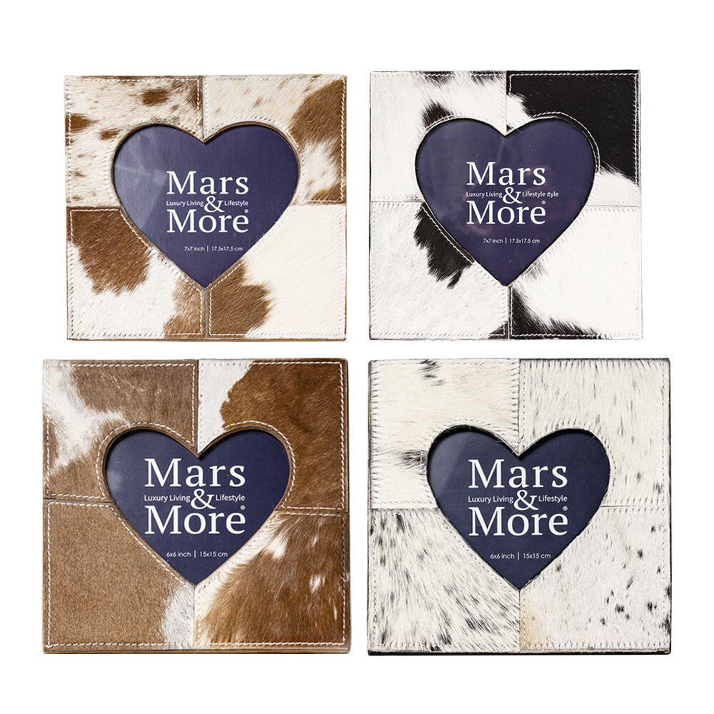 Fotolijst van koeienhuid met hartvormig venster-4 designs
